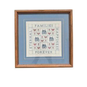 Vintage Handmade 1990s Cross Stitch Rustic Farmhouse Family Sampler